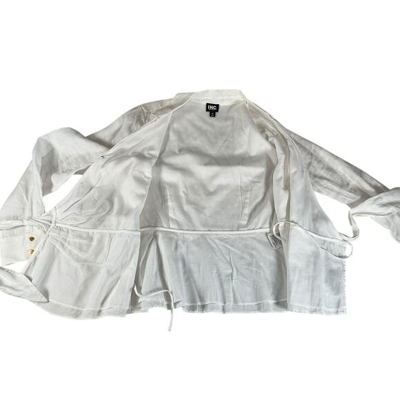 INC International Concepts White Wrap Blouse Size M 100% Linen Cotton NWOT - Picture 11 of 12